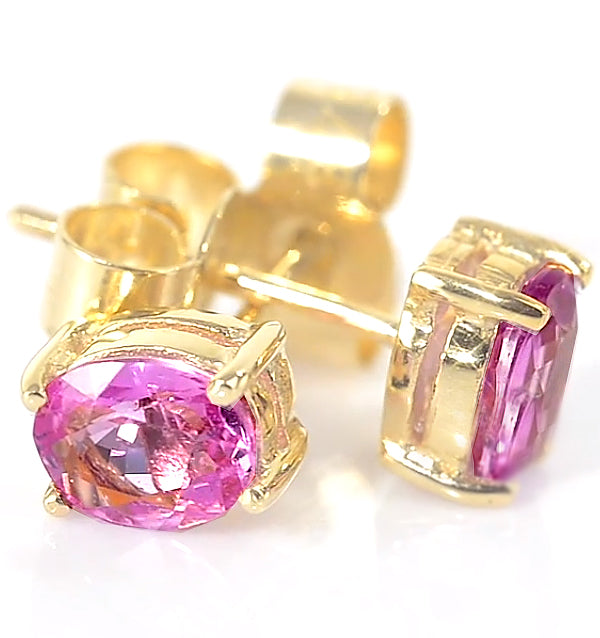 Pink Sapphire 0.45ct 9K Yellow Gold Earrings